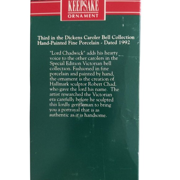 Vintage Hallmark Keepsake 1992 Dickens Caroler Bell - 3rd Lord Chadwick - Picture 4 of 4